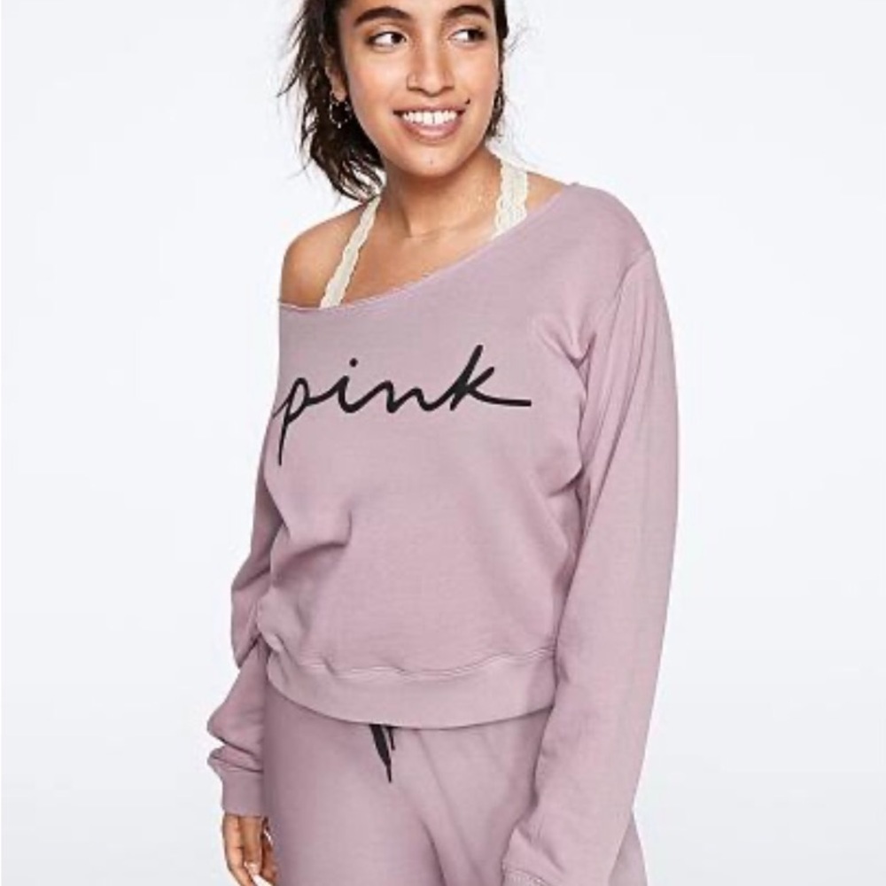 Victoria's Secret PINK Fleece Cropped Sweatshirt/no collar off the shoulder/XL